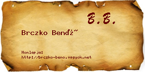 Brczko Benő névjegykártya
